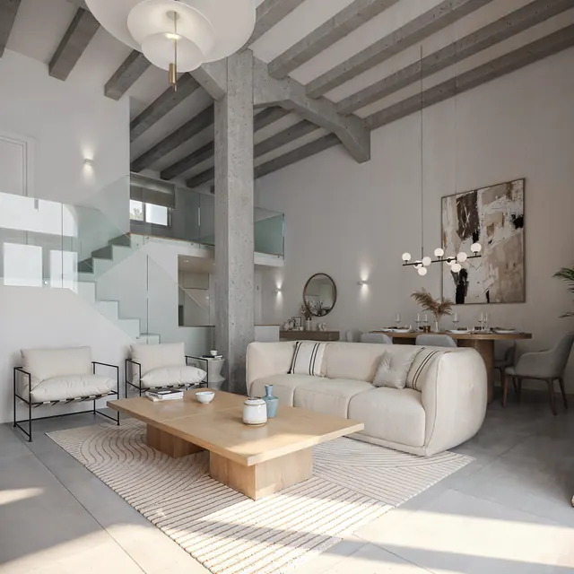 Pinillos · Salón, planta baja &mdash; render interiores
