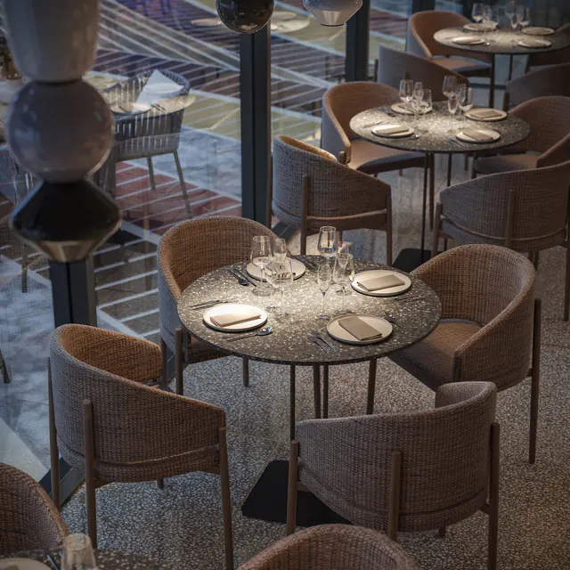 Restaurante · Detalle &mdash; render interiores